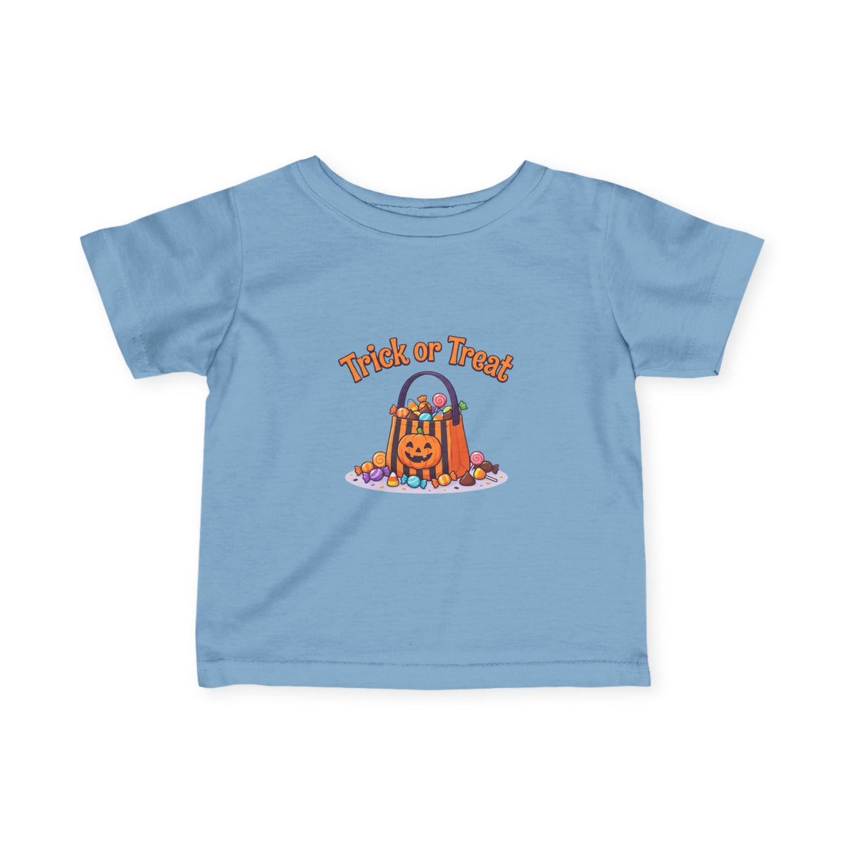 Miniature Candy Stash Infant Tee, Retro Trick-or-Treat Baby Clothes, Pumpkin Bucket Graphic Autumn Harvest Newborn Holiday Outfit
