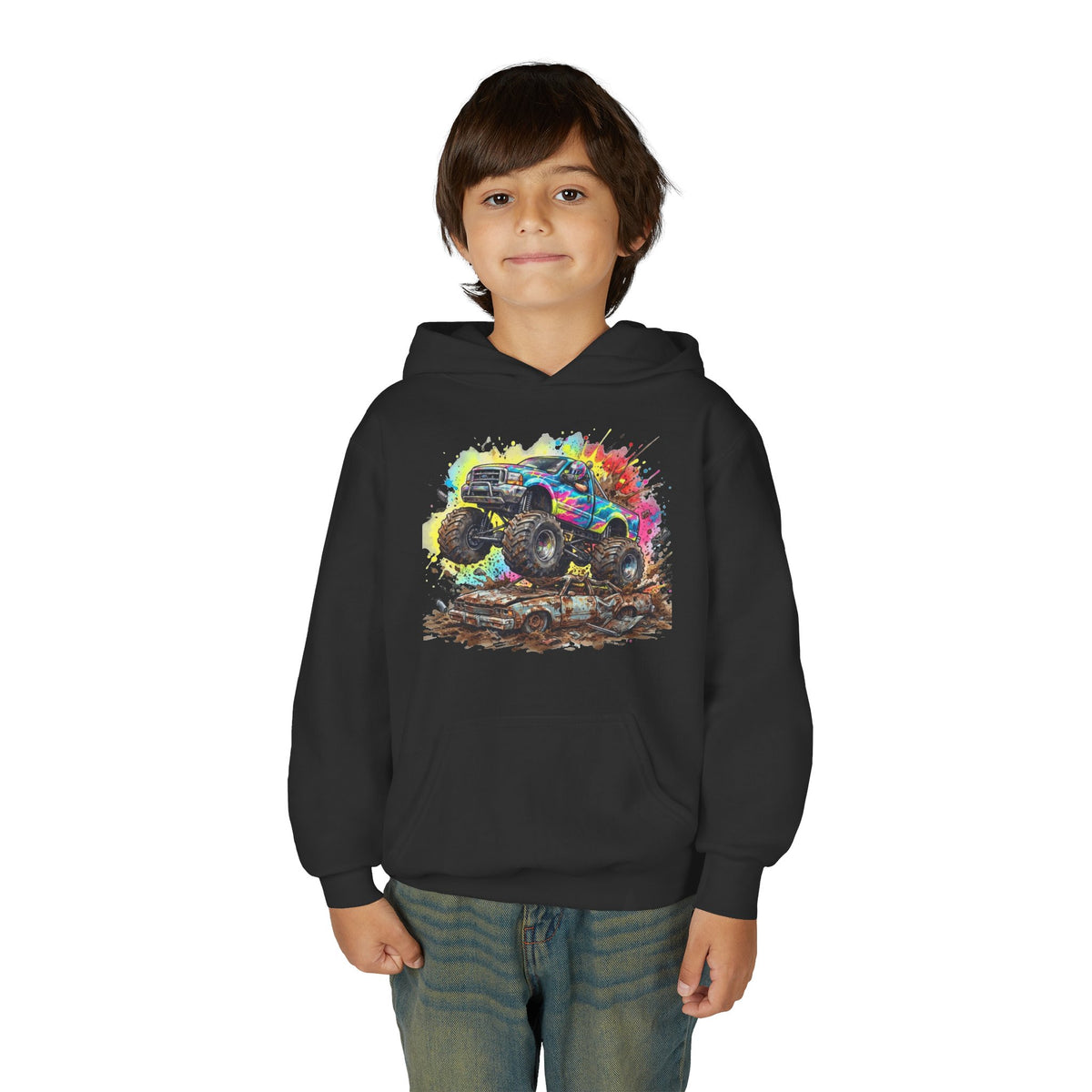 Monster Crush Hoodie, Mega Truck Kids Sweatshirt, Youth Arena Smash Graphic Pullover