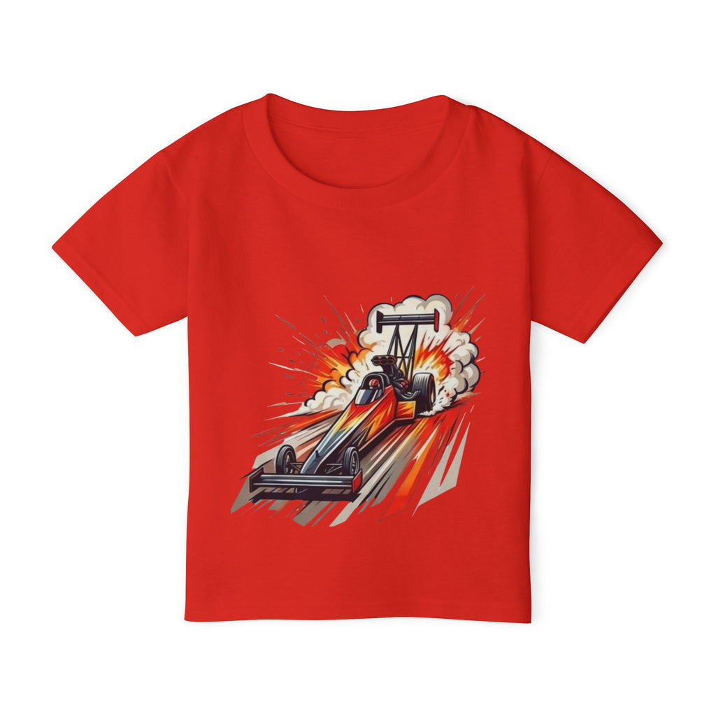 Dragster Race Car Toddler T-shirt | Dino Dragster Burnout Graphic