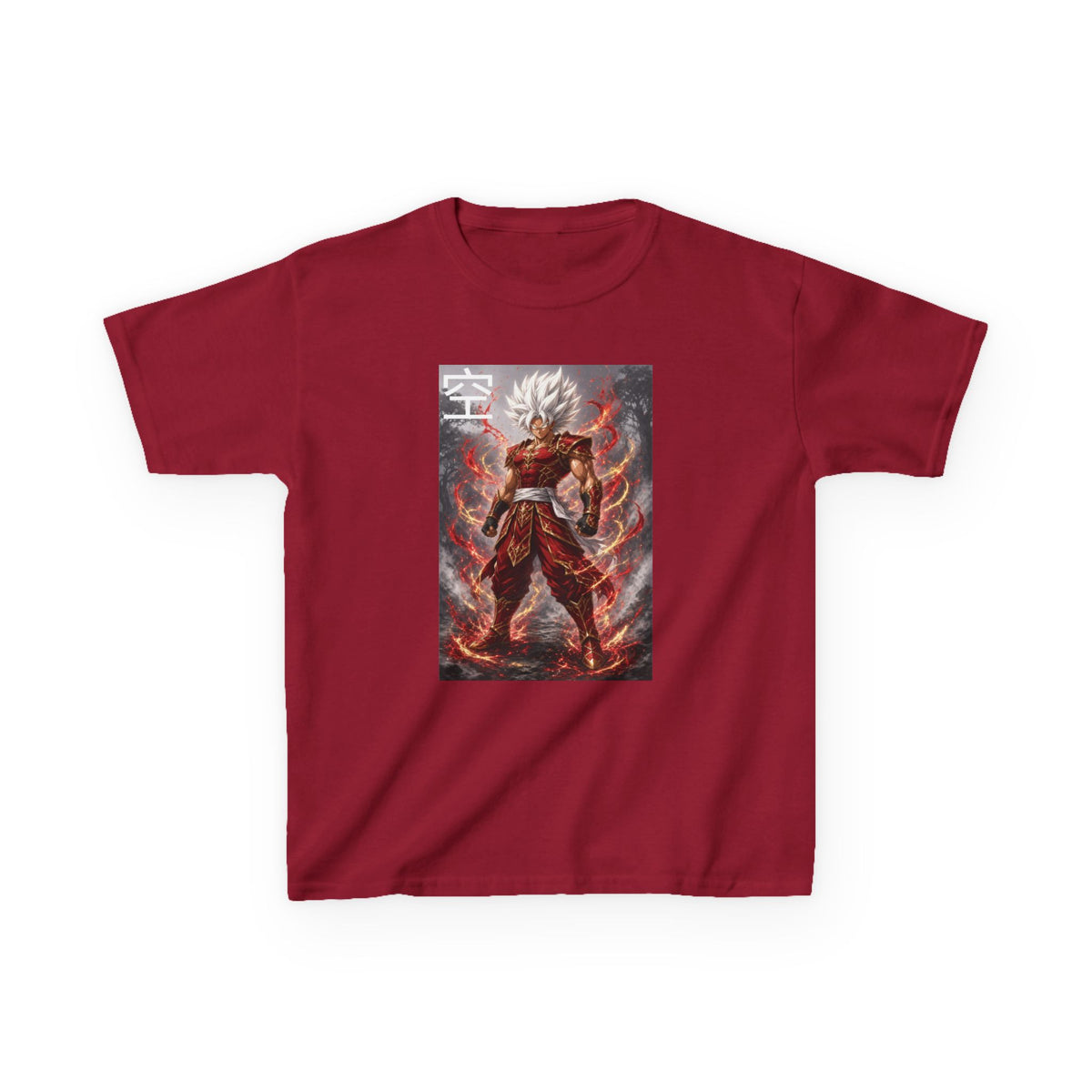 Kids Anime T-Shirt, Sky Kanji White Hair Warrior Youth Shirt, Elemental God Mode Fighter Graphic Boy Girl Clothes