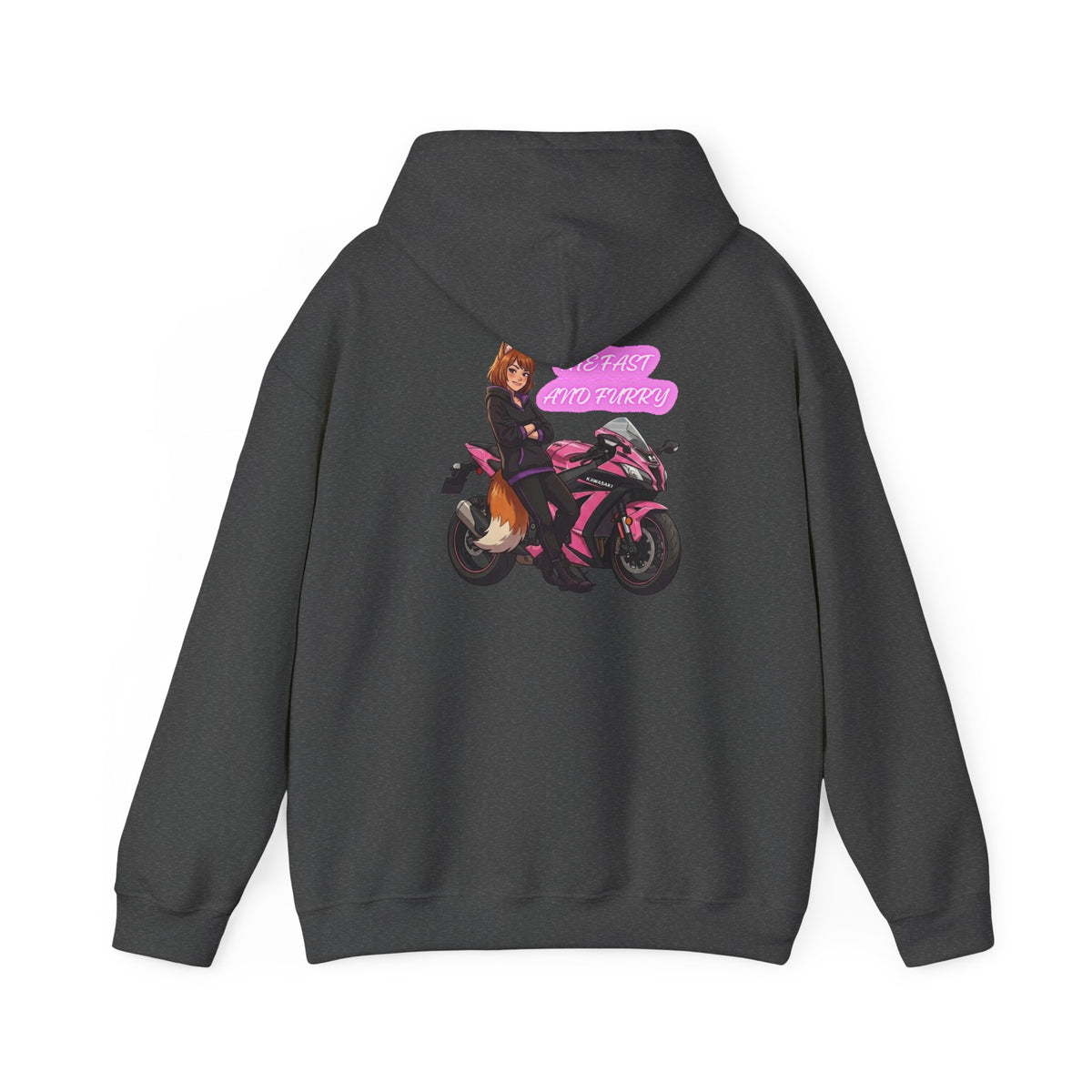 Girl Biker on Pink Sportbike Hoodie | Retro Anime Motorcycle Design