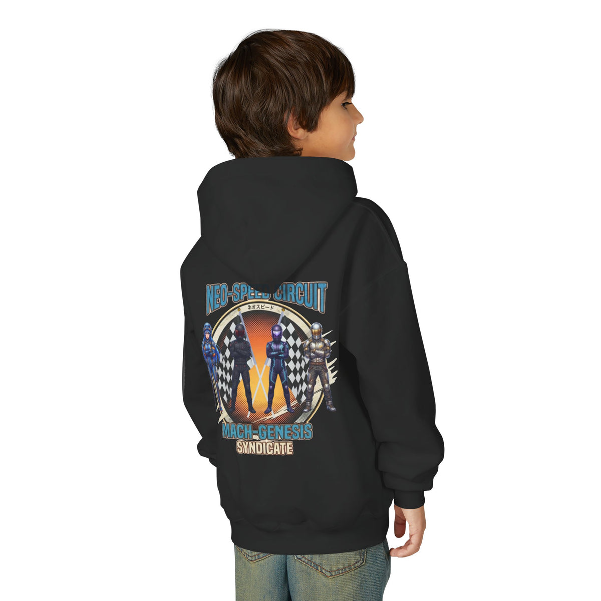 Multi Variant Hoodie, Neo Speed Collective Sweatshirt, Racing Badge Retro Anime Graphic Unisex Pullover