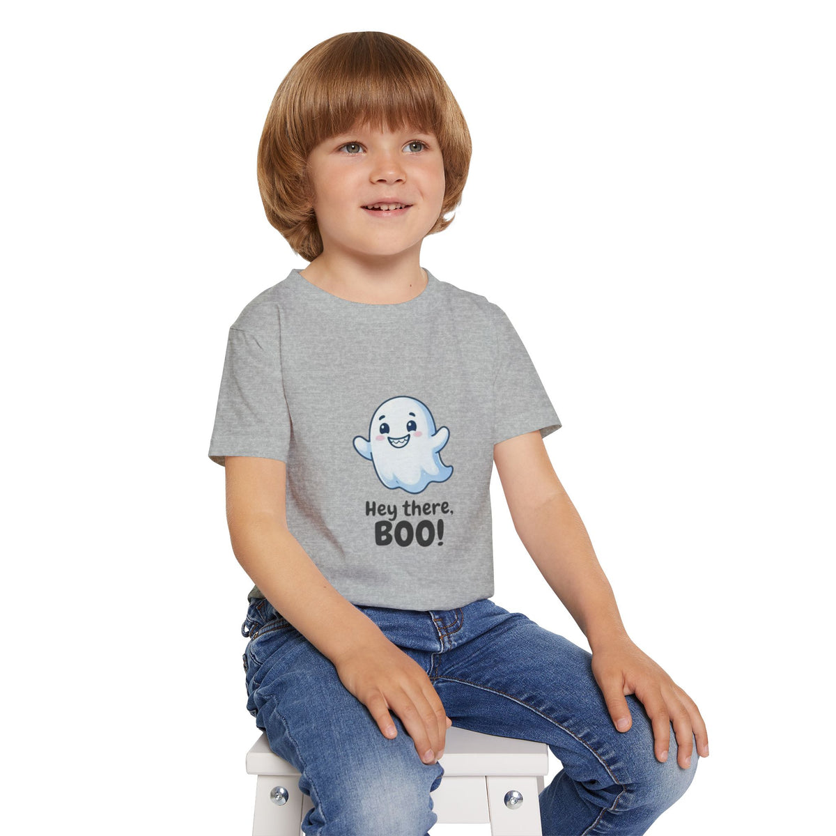 Hey There Boo Toddler Tee | Kawaii Ghost Halloween Kids Shirt