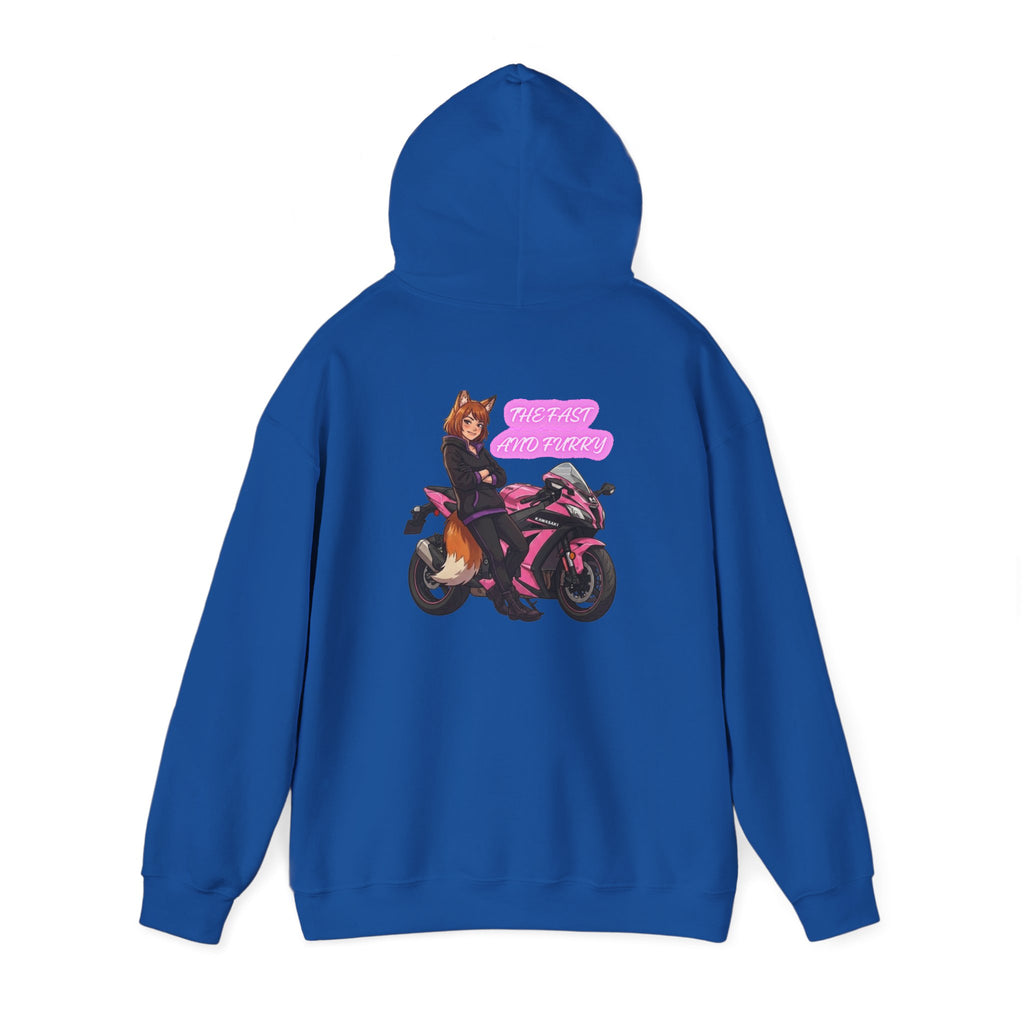Girl Biker on Pink Sportbike Hoodie | Retro Anime Motorcycle Design