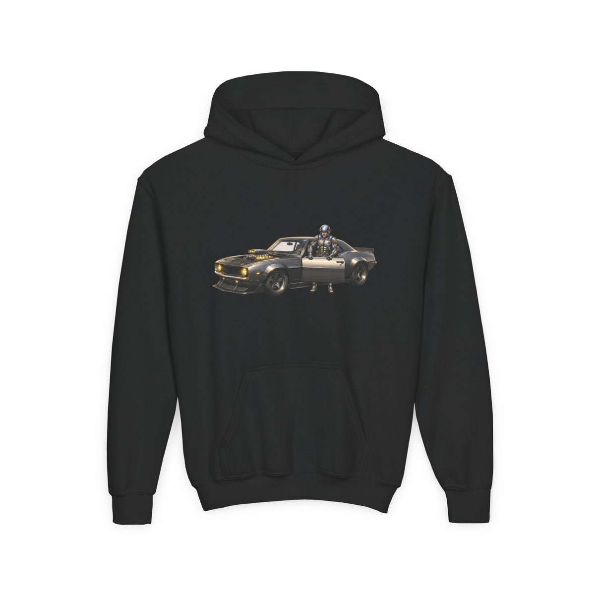 Kids Titan Hoodie, Iron Stone Muscle Car Kids Sweatshirt, Youth Challenger Driver Retro Anime Graphic Pullover
