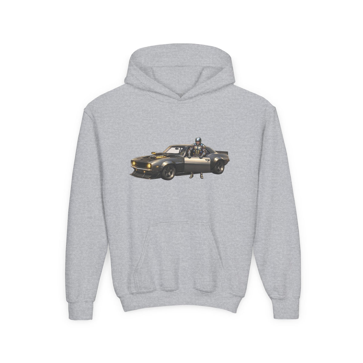 Kids Titan Hoodie, Iron Stone Muscle Car Kids Sweatshirt, Youth Challenger Driver Retro Anime Graphic Pullover