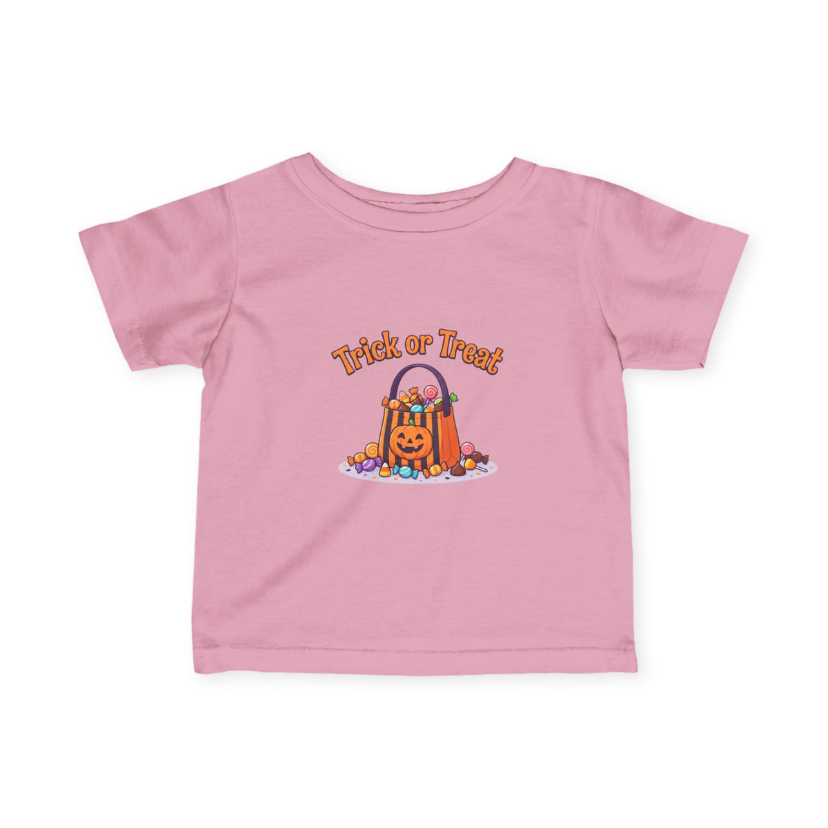 Miniature Candy Stash Infant Tee, Retro Trick-or-Treat Baby Clothes, Pumpkin Bucket Graphic Autumn Harvest Newborn Holiday Outfit
