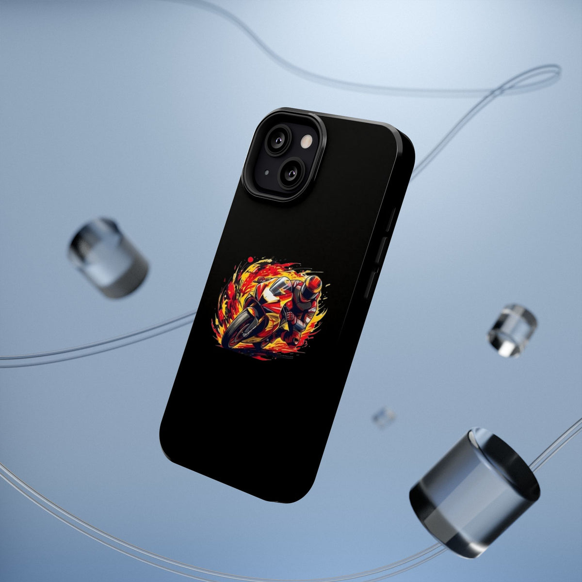 Flaming Motorcycle Rider phone case | Impact-Resistant Case