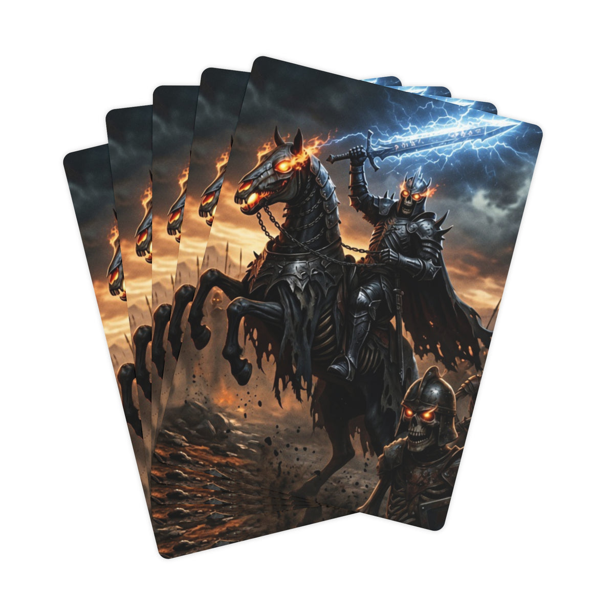 Armored Skeleton King Playing Cards, Dark Fantasy Poker Deck, Collectible Armored Undead King Game Night Card Set