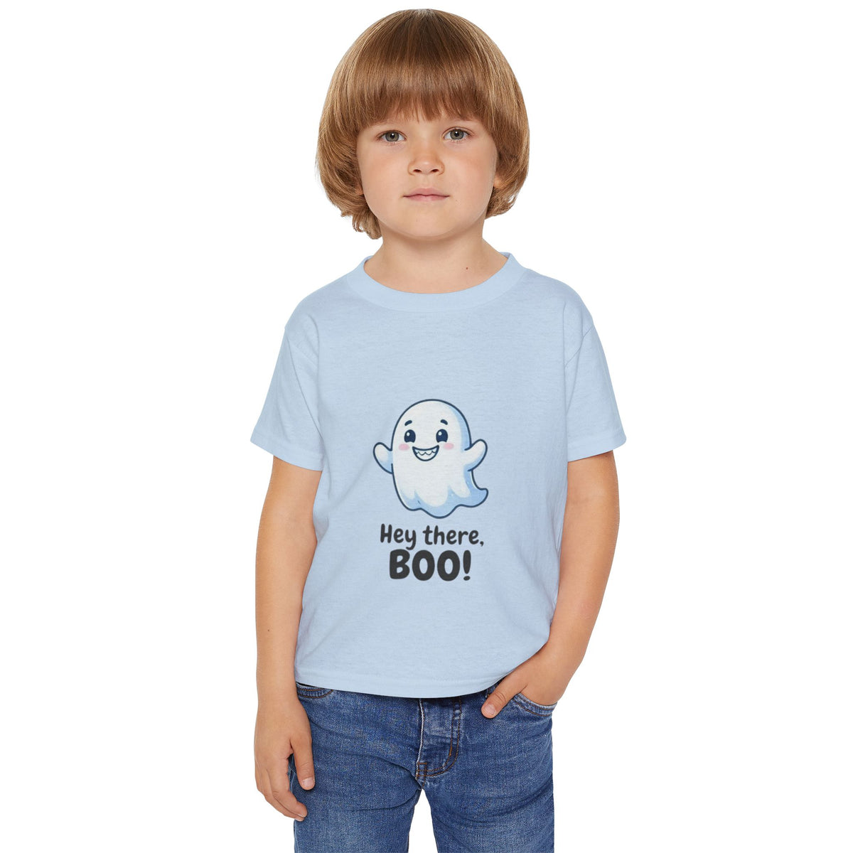 Hey There Boo Toddler Tee | Kawaii Ghost Halloween Kids Shirt