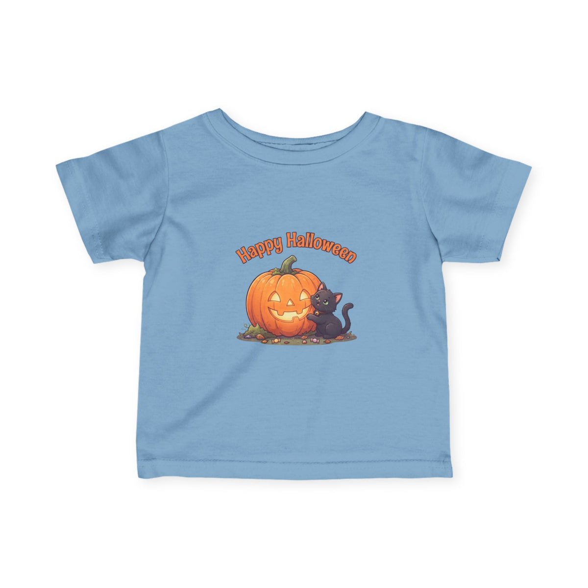 Halloween Black Cat & Pumpkin Toddler Tee | Kids Spooky Season Shirt