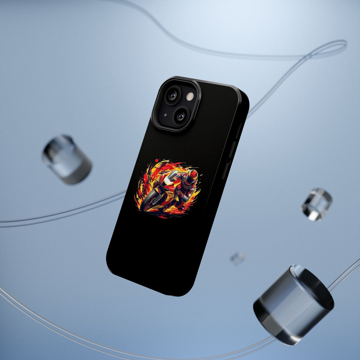 Flaming Motorcycle Rider phone case | Impact-Resistant Case