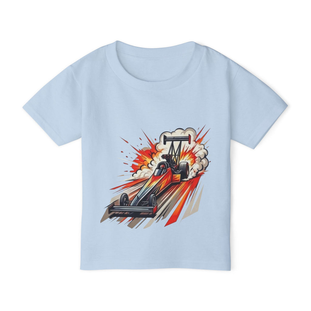Dragster Race Car Toddler T-shirt | Dino Dragster Burnout Graphic