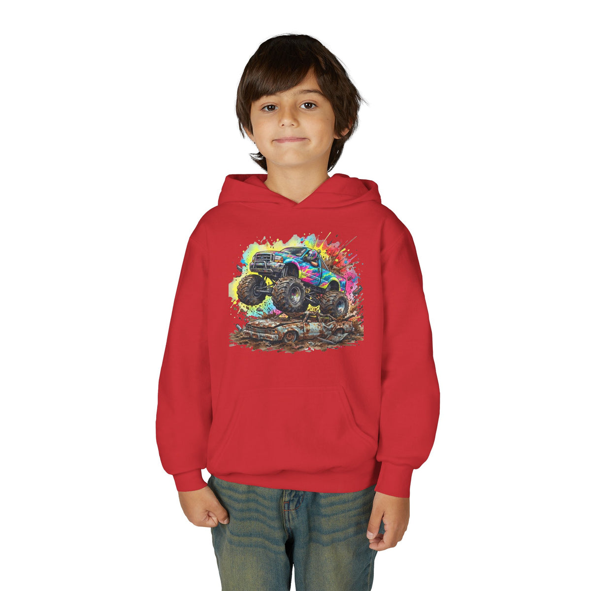 Monster Crush Hoodie, Mega Truck Kids Sweatshirt, Youth Arena Smash Graphic Pullover