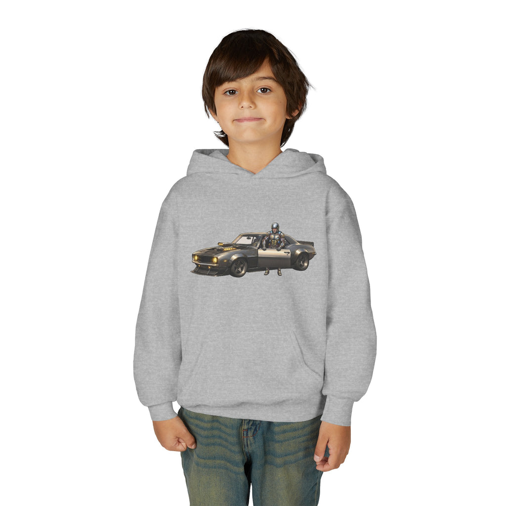 Kids Titan Hoodie, Iron Stone Muscle Car Kids Sweatshirt, Youth Challenger Driver Retro Anime Graphic Pullover