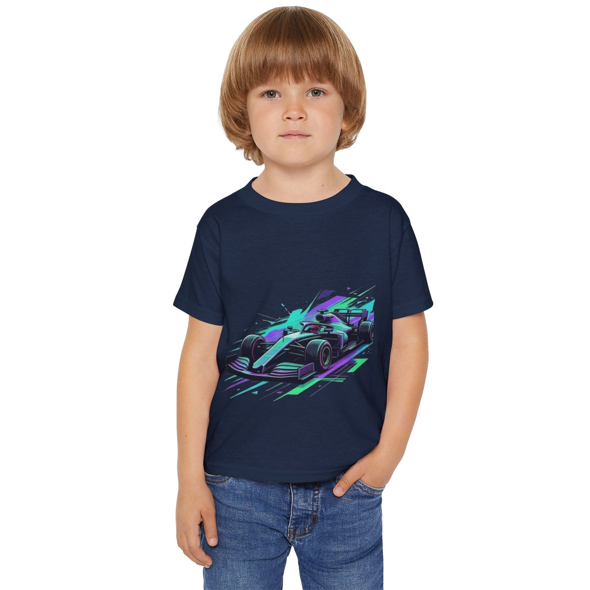 Neon Race Car Toddler T-shirt | Speed Formula Racing Graphic