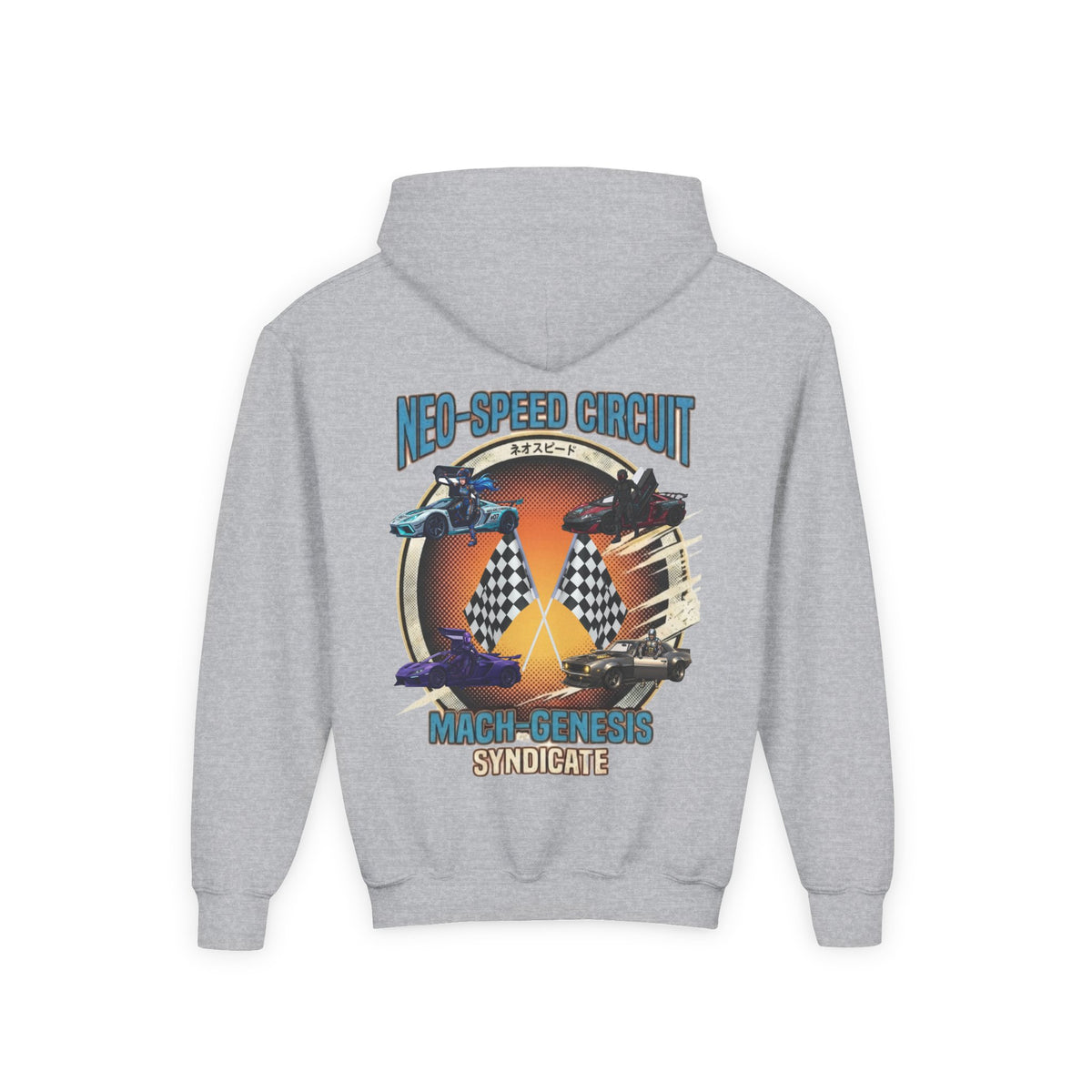Blue Hair Heroine Hoodie, Mach Genesis Car Sweatshirt, Solo Driver Retro Anime Graphic Unisex Pullover