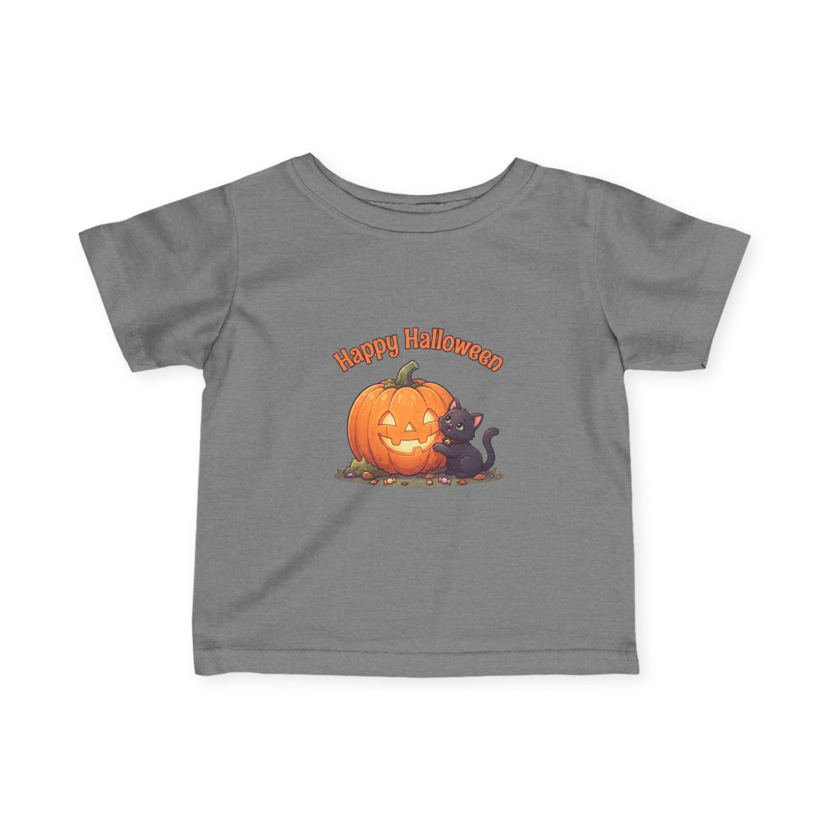 Halloween Black Cat & Pumpkin Toddler Tee | Kids Spooky Season Shirt