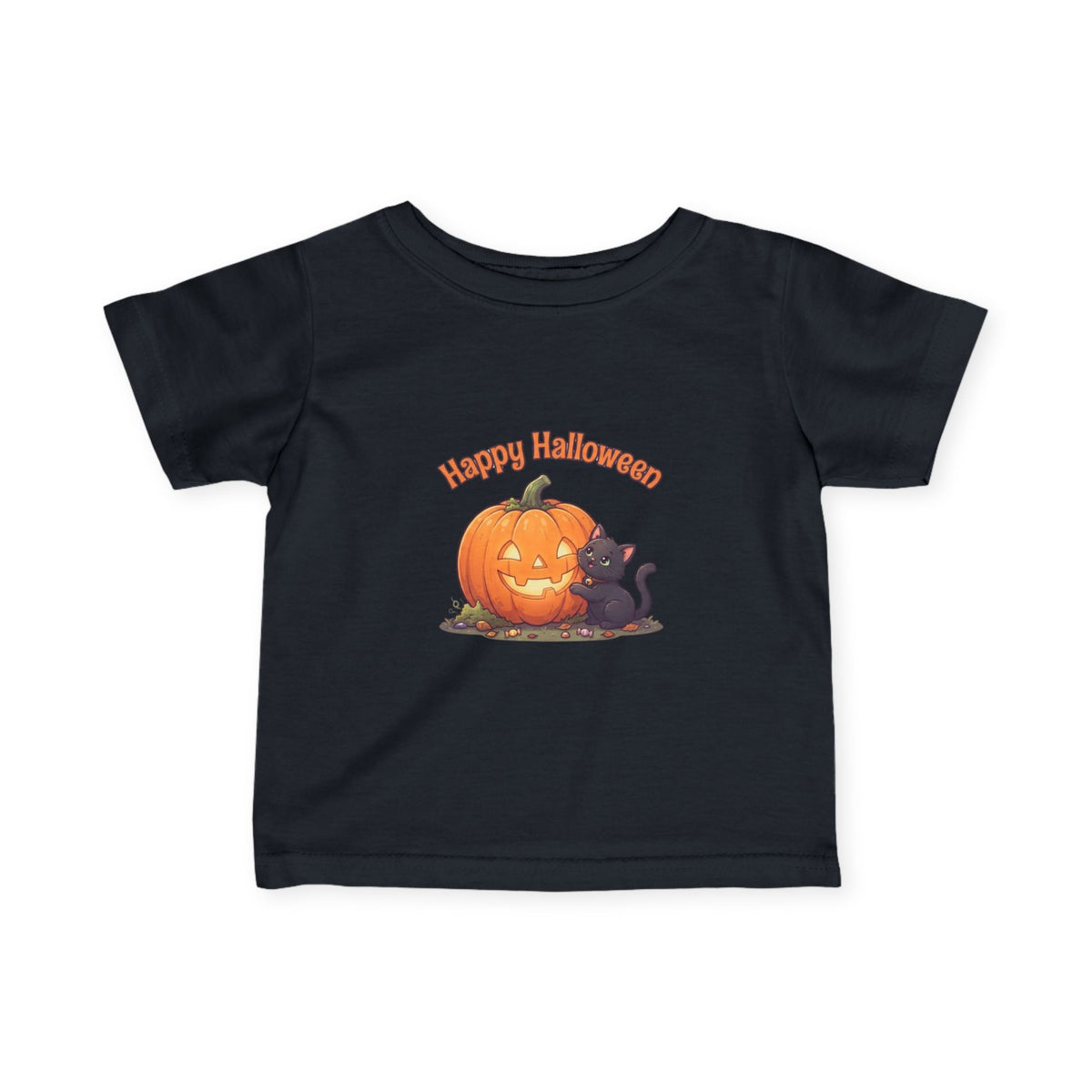 Halloween Black Cat & Pumpkin Toddler Tee | Kids Spooky Season Shirt