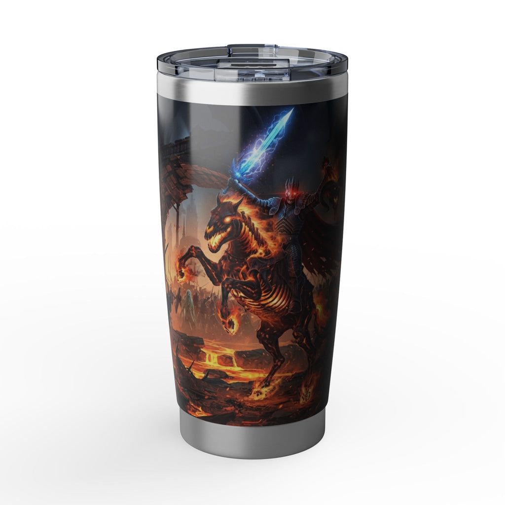 Apocalyptic Spectral Riders Tumbler, Insulated Stainless Steel Coffee Cup, 20oz Dark Fantasy Battle Art Travel Mug