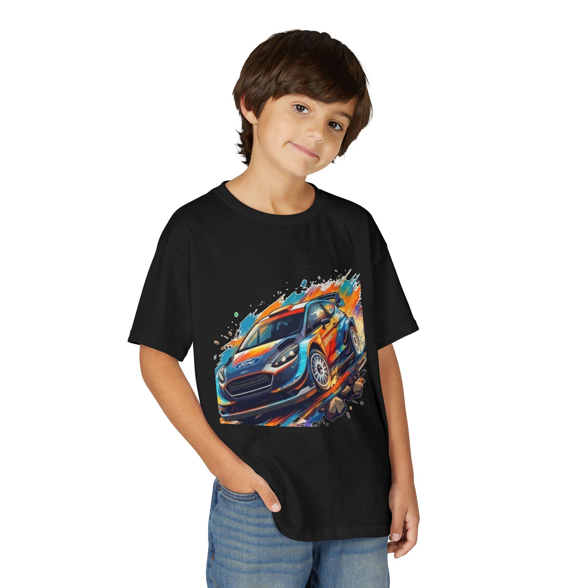 Colorful Rally Race Car Youth T-Shirt | Rally Car Graphic Tee