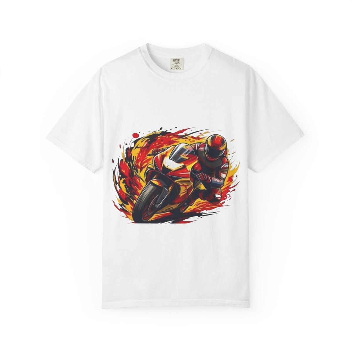 Flaming Sportbike Rider T-shirt | Motorcycle Racing Tee