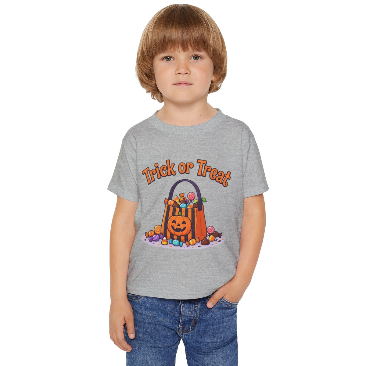 Candy Bucket Halloween Toddler Tee | Retro Trick-or-Treat Kids Shirt