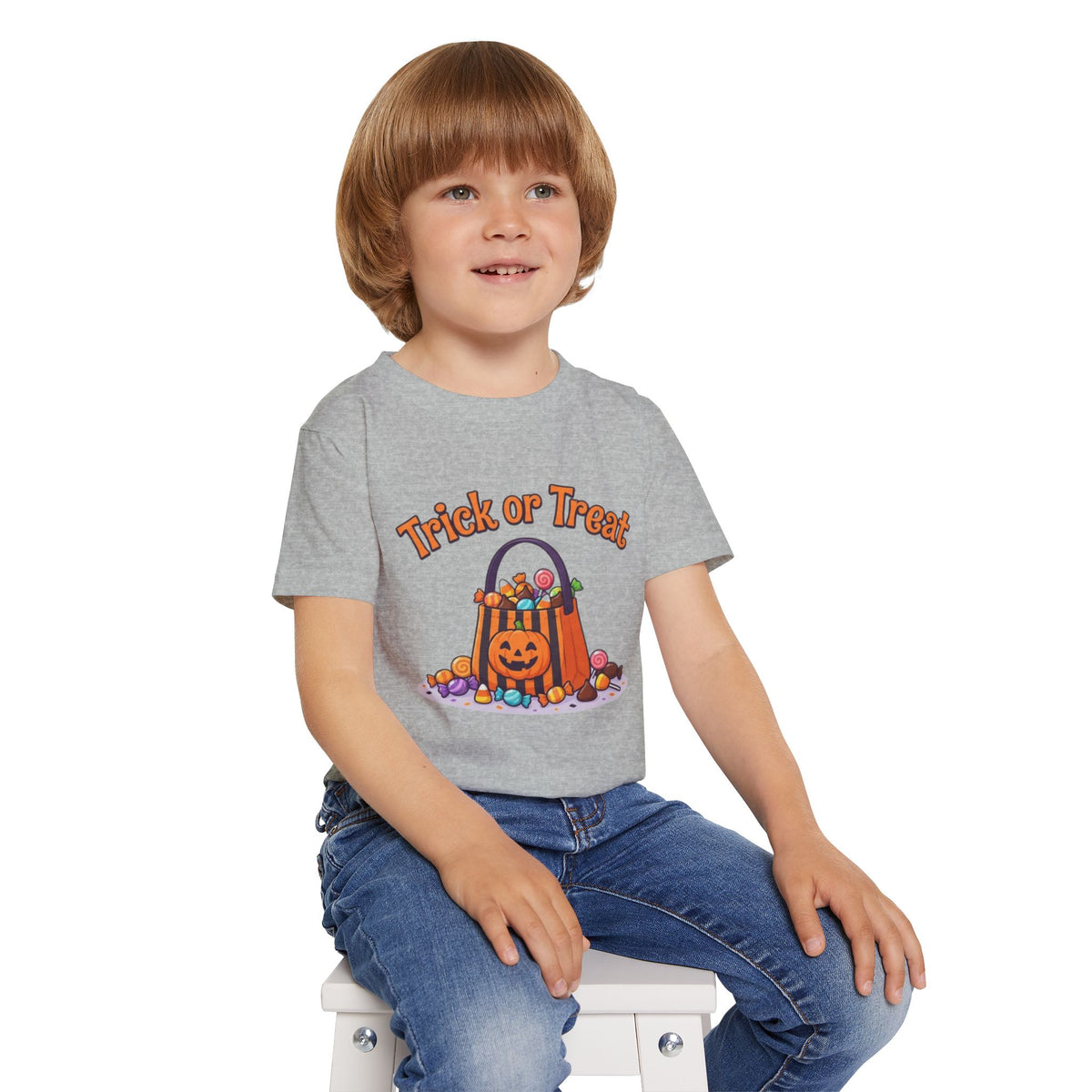 Candy Bucket Halloween Toddler Tee | Retro Trick-or-Treat Kids Shirt