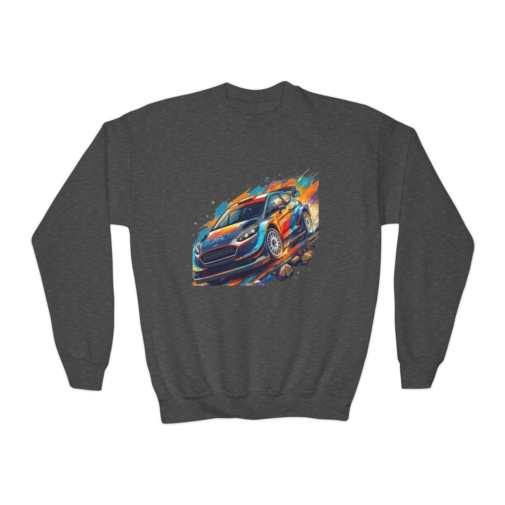 Colorful Racing Car Youth Crewneck Sweatshirt | Speed Graphic