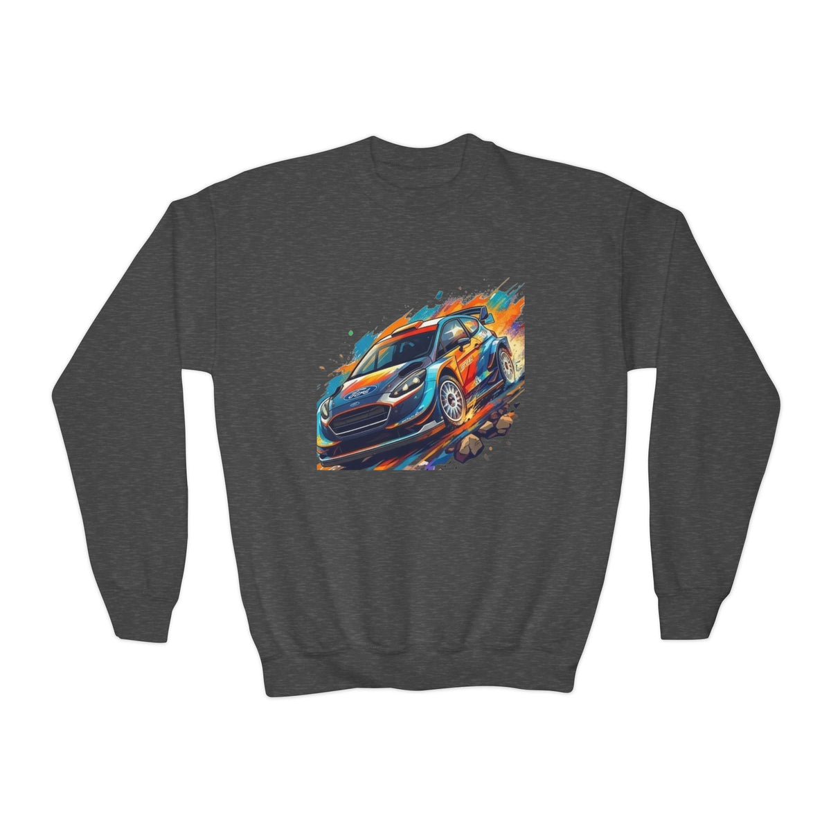Colorful Racing Car Youth Crewneck Sweatshirt | Speed Graphic