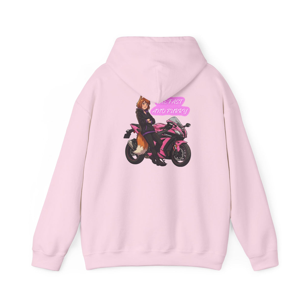 Girl Biker on Pink Sportbike Hoodie | Retro Anime Motorcycle Design