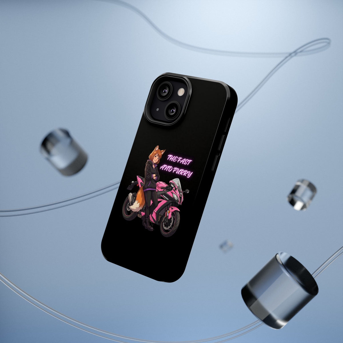 Fox Rider on Pink Sportbike Phone Case | Impact-Resistant Case