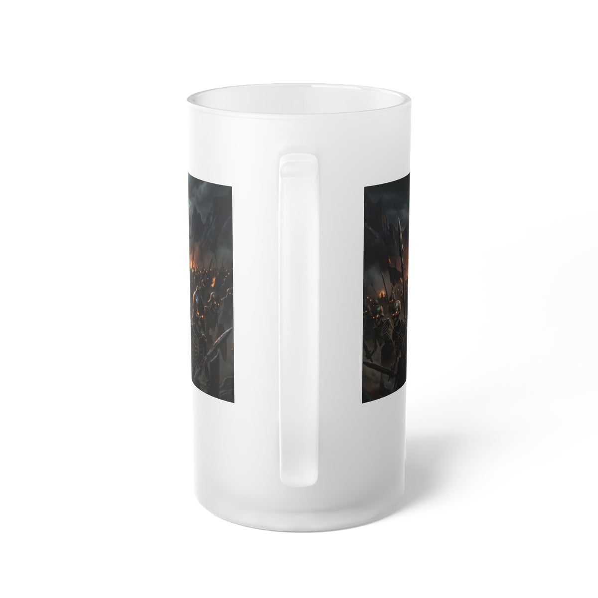 Frosted Glass Tankard, Spectral Cavalry Beer Mug, 16oz Dark Fantasy Tabletop RPG Gaming Tavern Drinkware