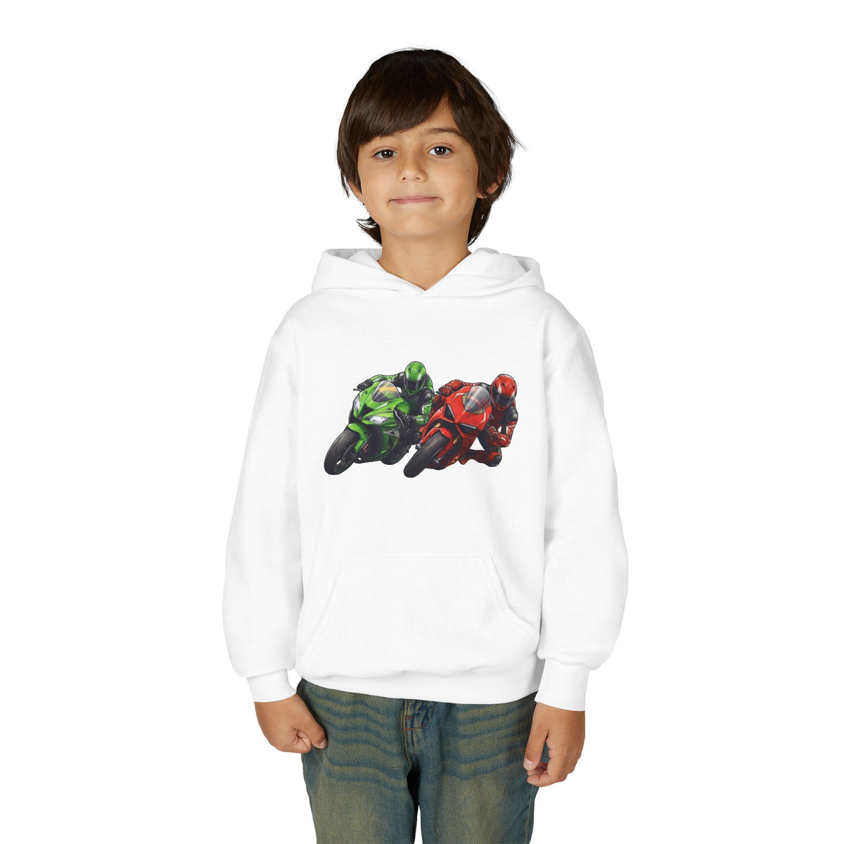 Apex Duel Hoodie, Twin Sportbike Kids Sweatshirt, Youth Track Racing Graphic Pullover