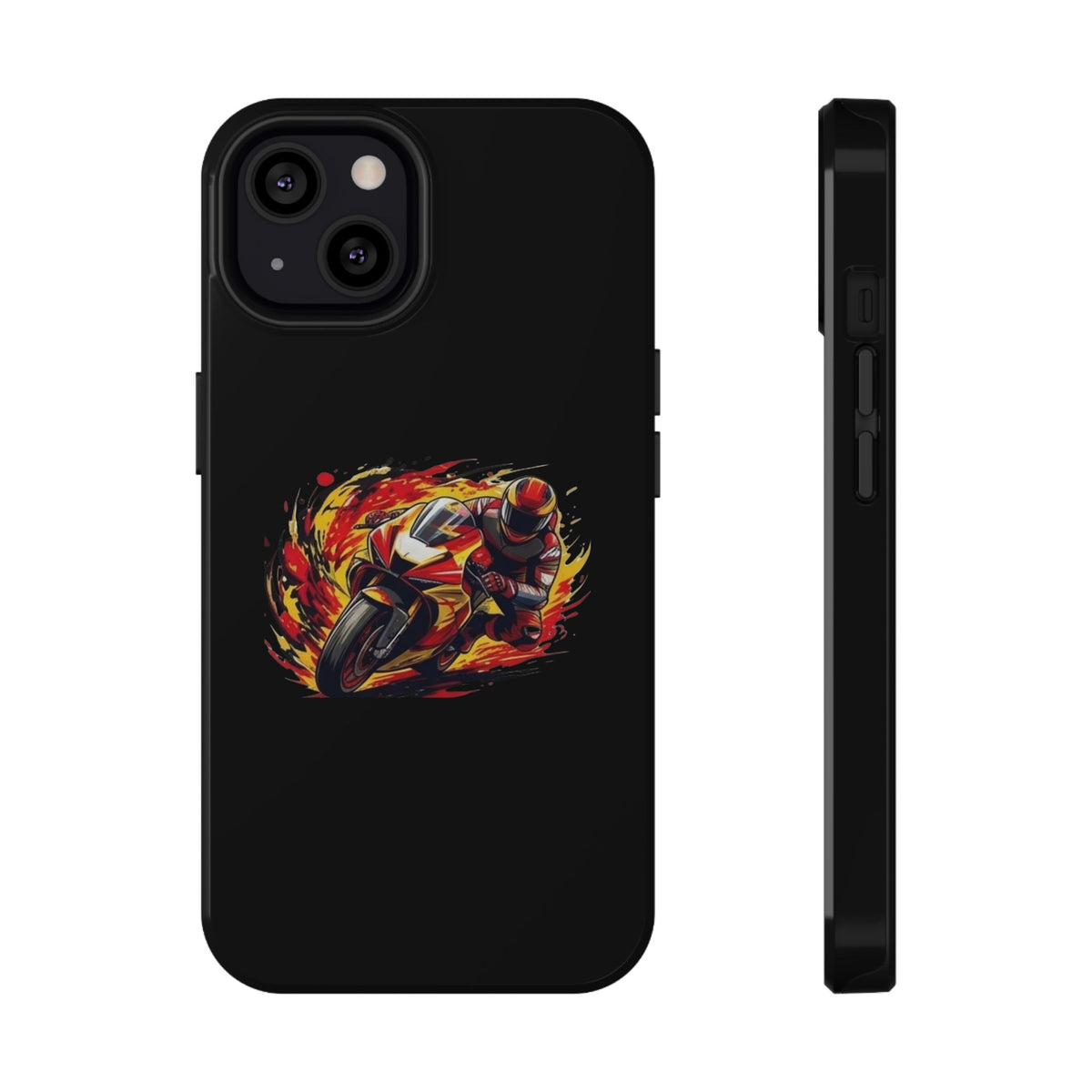Flaming Motorcycle Rider phone case | Impact-Resistant Case
