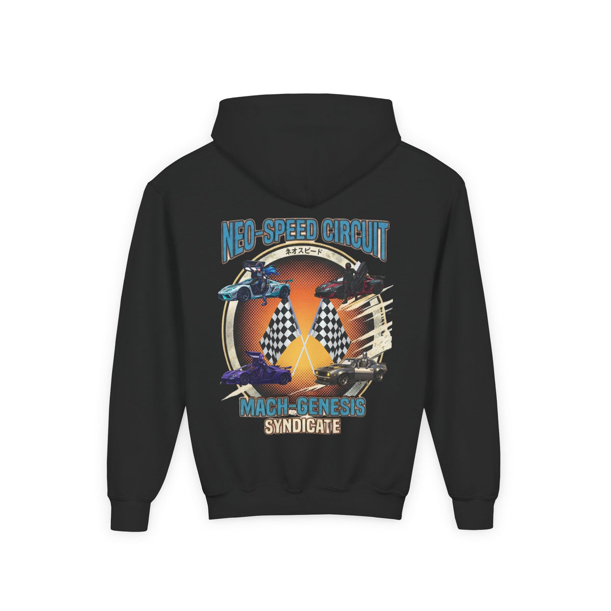 Blue Hair Heroine Hoodie, Mach Genesis Car Sweatshirt, Solo Driver Retro Anime Graphic Unisex Pullover