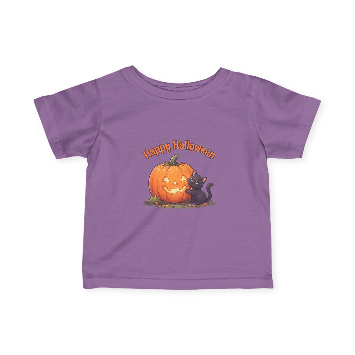 Halloween Black Cat & Pumpkin Toddler Tee | Kids Spooky Season Shirt