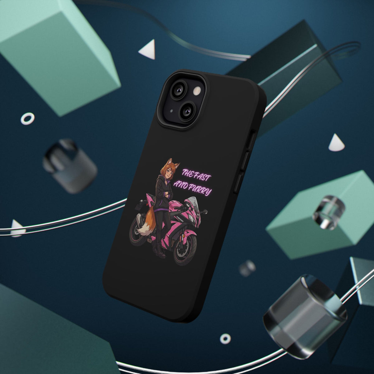 Fox Rider on Pink Sportbike Phone Case | Impact-Resistant Case