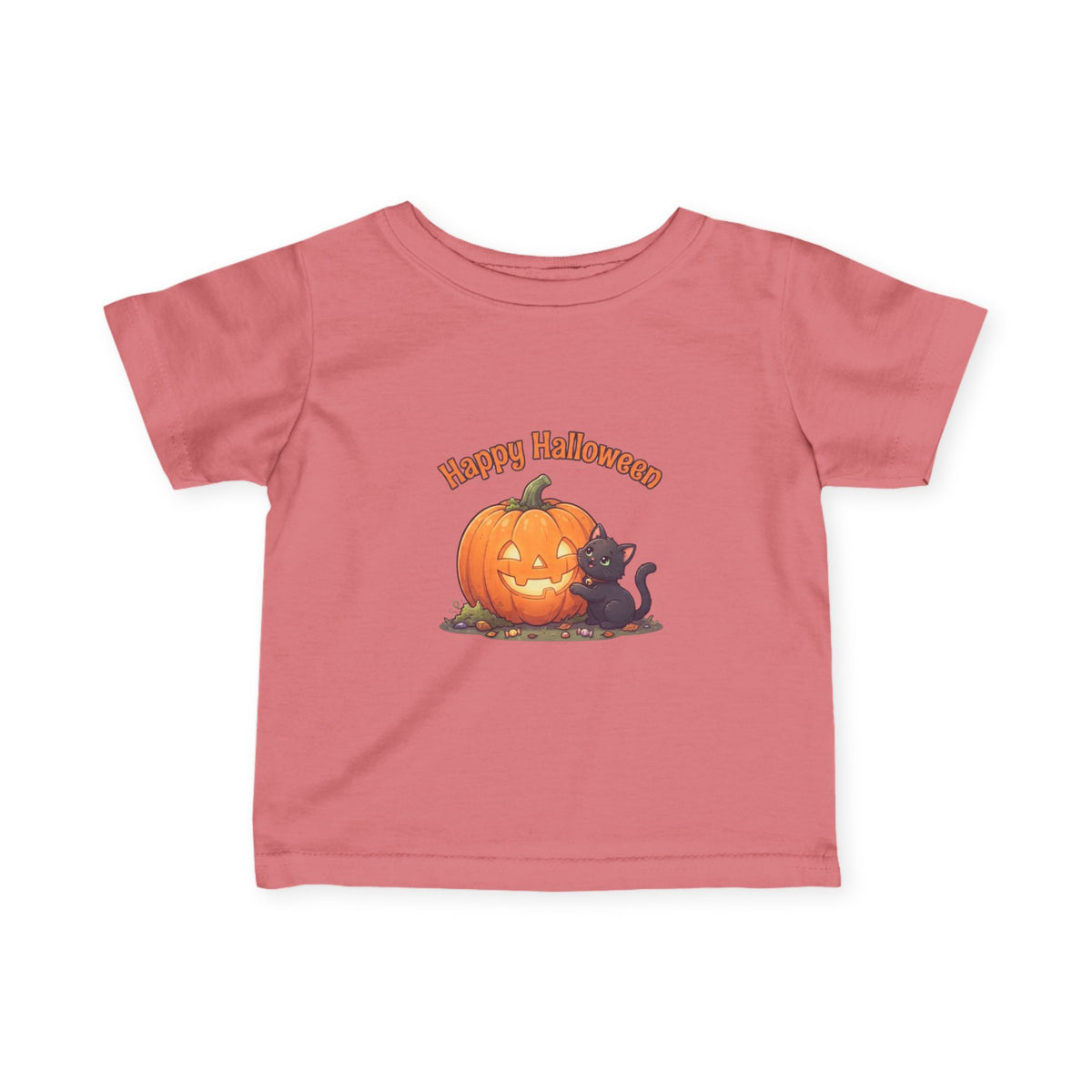 Halloween Black Cat & Pumpkin Toddler Tee | Kids Spooky Season Shirt