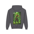 Deep Forest Warrior Hoodie, Mountain Kanji Anime Kids Pullover, Front Minimal Chest Text Back Print Elemental Graphic Youth Sweatshirt