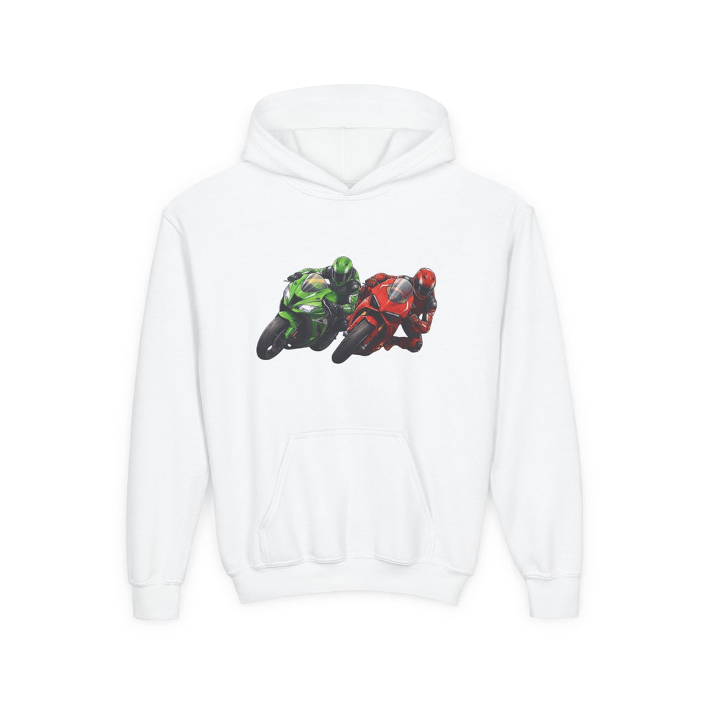 Apex Duel Hoodie, Twin Sportbike Kids Sweatshirt, Youth Track Racing Graphic Pullover