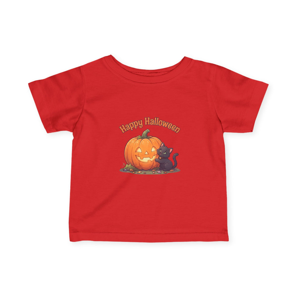 Halloween Black Cat & Pumpkin Toddler Tee | Kids Spooky Season Shirt