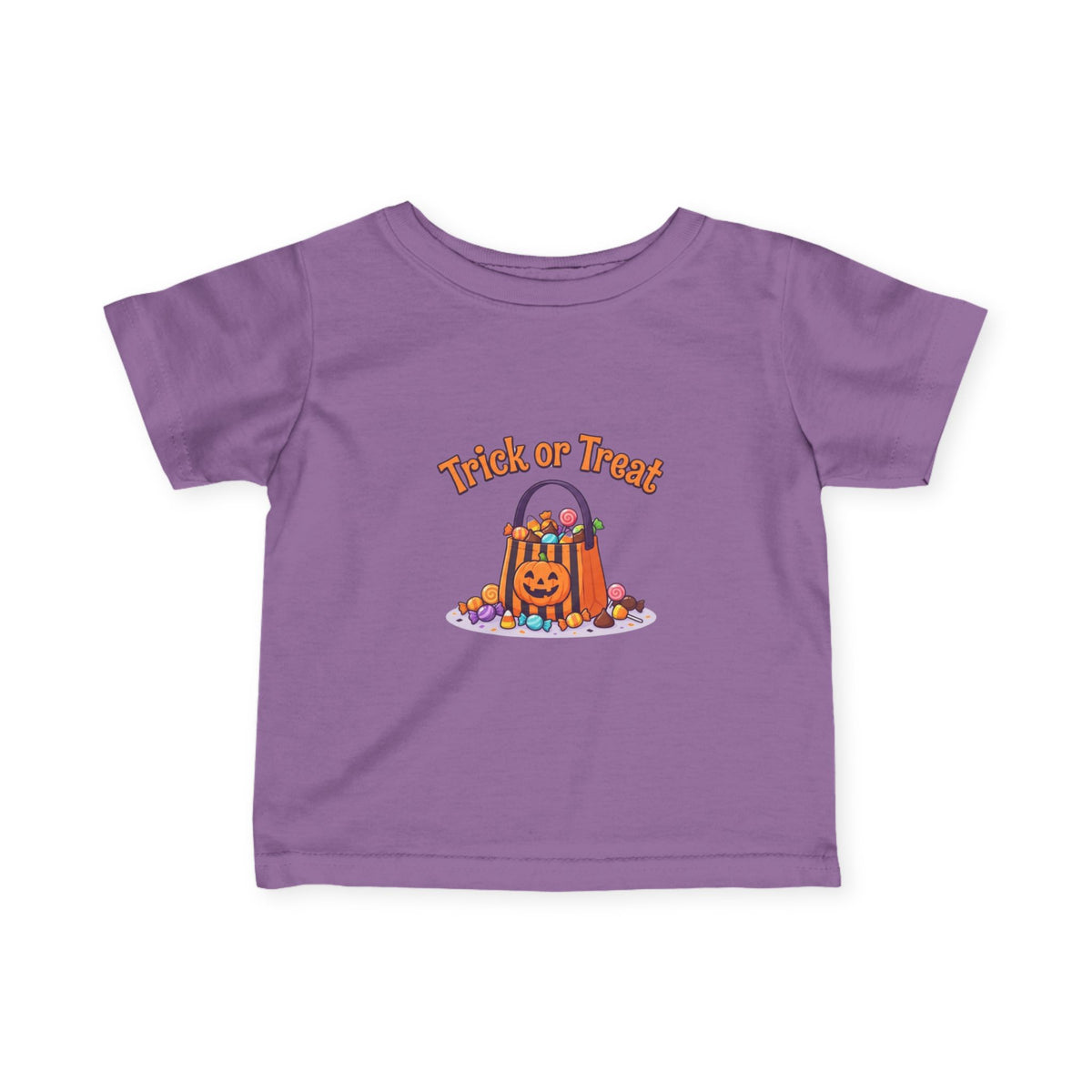 Miniature Candy Stash Infant Tee, Retro Trick-or-Treat Baby Clothes, Pumpkin Bucket Graphic Autumn Harvest Newborn Holiday Outfit
