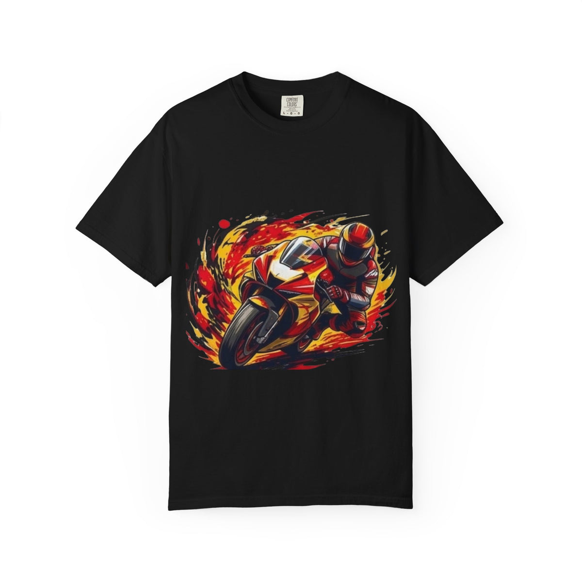 Flaming Sportbike Rider T-shirt | Motorcycle Racing Tee