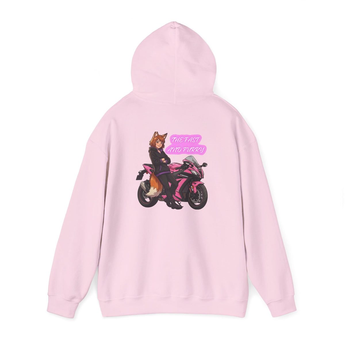 Girl Biker on Pink Sportbike Hoodie | Retro Anime Motorcycle Design