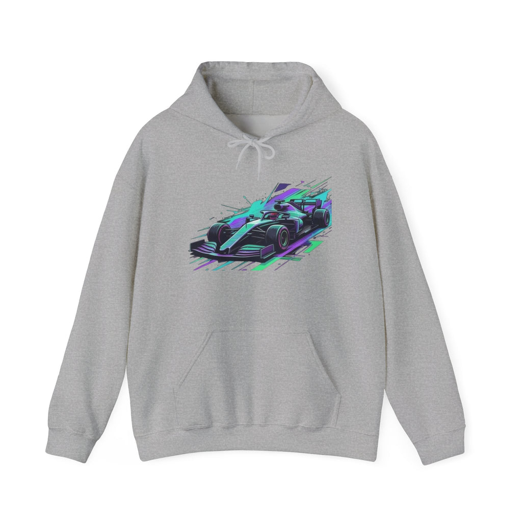 Neon Racing Car Hoodie | Retro Futuristic Racecar Graphic