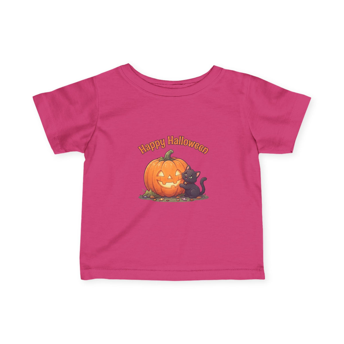 Halloween Black Cat & Pumpkin Toddler Tee | Kids Spooky Season Shirt