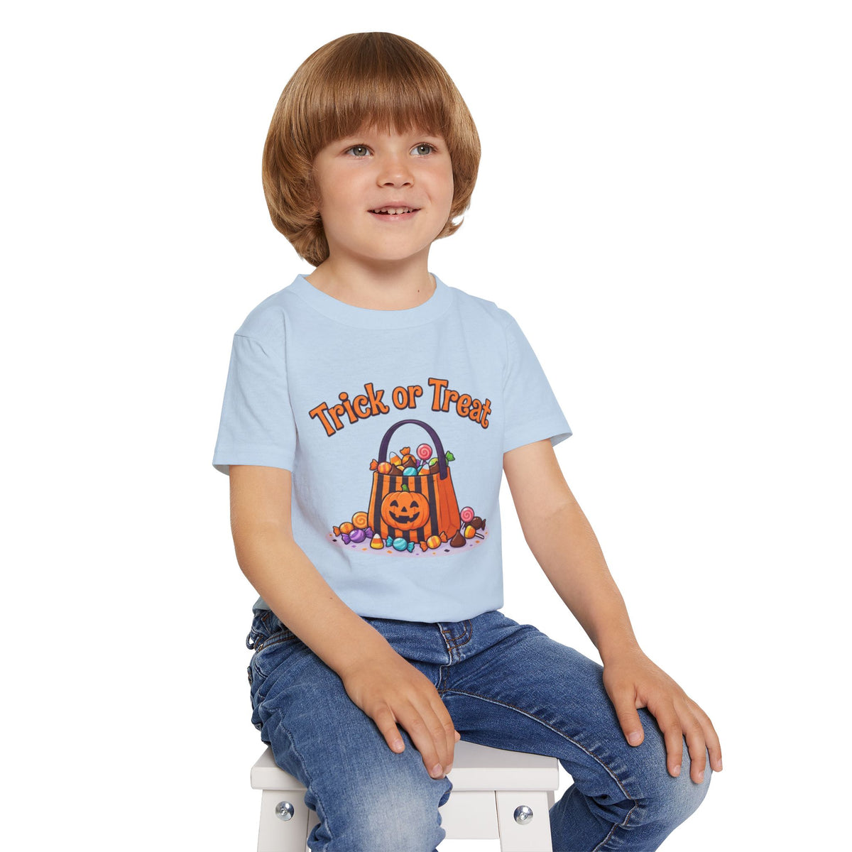 Candy Bucket Halloween Toddler Tee | Retro Trick-or-Treat Kids Shirt
