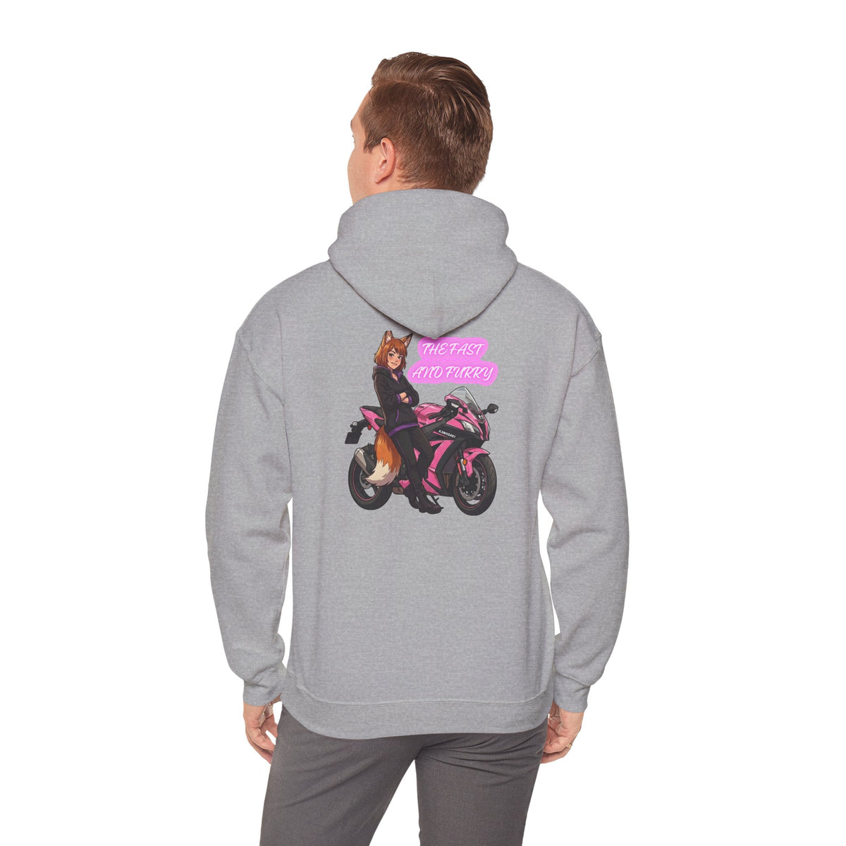 Girl Biker on Pink Sportbike Hoodie | Retro Anime Motorcycle Design